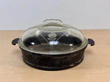 Guardian Service Cookware 9” Round Casserole Fryer Roaster With Glass Lid Vtg