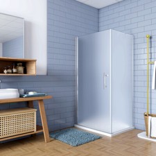 Box Doccia Angolare Porta Battente con Parete Fissa Vetro 6mm Satinato easyclean