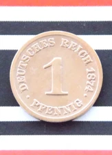 GERMAN 1 PFENNIG 1874 G Deutsches Reich EMPIRE WW1 NICE Old Coin History RARE