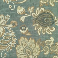 TEAL SAGE BEIGE FLORAL CHENILLE UPHOLSTERY BROCADE FABRIC 56 in. Sold BTY