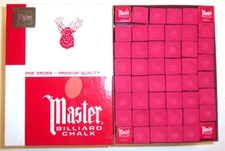 Master Pool Cue Billiard Chalk - Gross 144 Pieces - Red - SHIPS SAME/NEXT DAY!