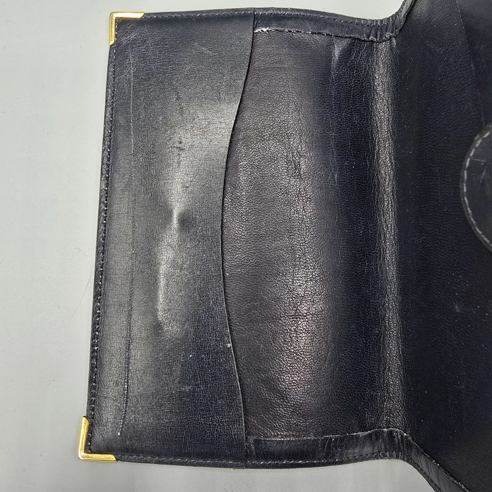 Gucci Blue Micro GG Logo Passport Cover with Gold Tone Corners *Fair Condition - Image 3 of 4