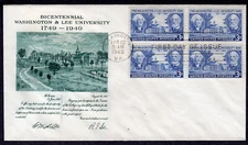 1949 Washington & Lee Univ 200th (982) Blk/4 - Fulton FDC NS855