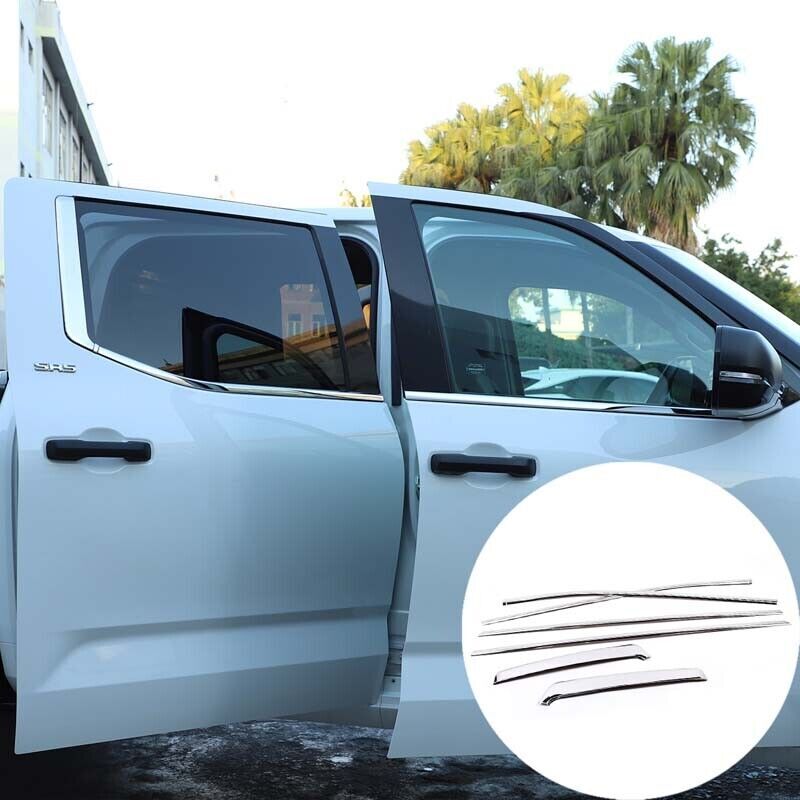 6Pc Steel Chrome Door Window Sill Molding Panel Trim For Toyota Tundra