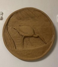 Appeso da parete vintage in legno intagliato cicogna diametro 24" 