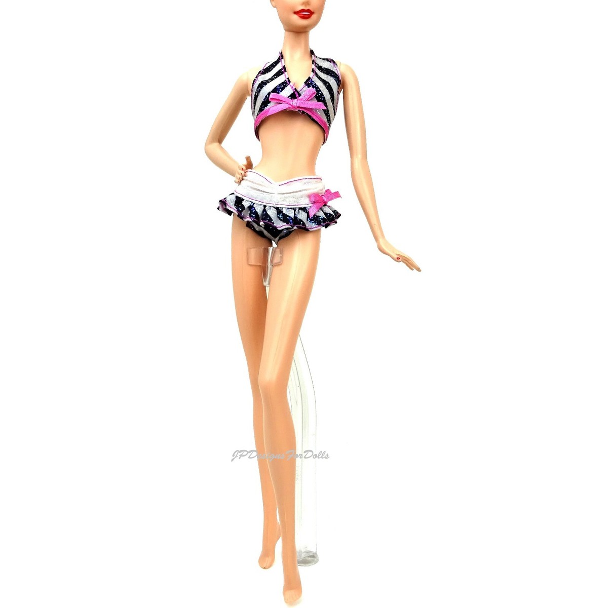 Dress Barbie With Black And White Bathing Suit Black White