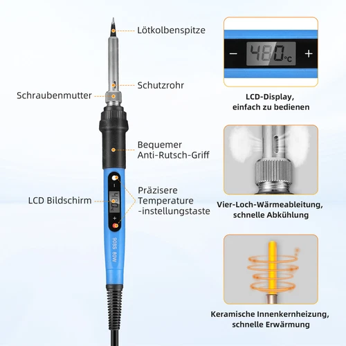 Lötkolben Set Lötset Lötstation Temperatur Einstellbar Soldering Iron Wire Kits - Bild 16 von 22