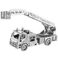 Conjunto de camión de bomberos modelo de metal 3D escalera hágalo usted mismo rompecabezas corte láser juguetes para adultos