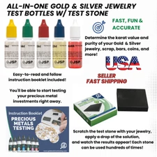 10K, 14K, 18K, 22K Gold and Silver Test Acid Test Stone and Instructions