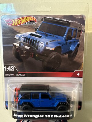 Hot Wheels Real Riders Wrangler 392 Rubicon – Échelle 1/43, Métal, Pneus Real Riders – Bleu