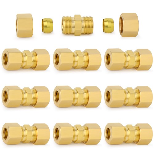 Brass Compression Tube Fitting 3/16" OD x 3/16" OD Compression Union Connecto...