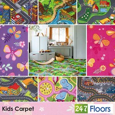 Kids Carpet Fun Map City Nursery Children Play Room Stain Resistant Soft Pile
