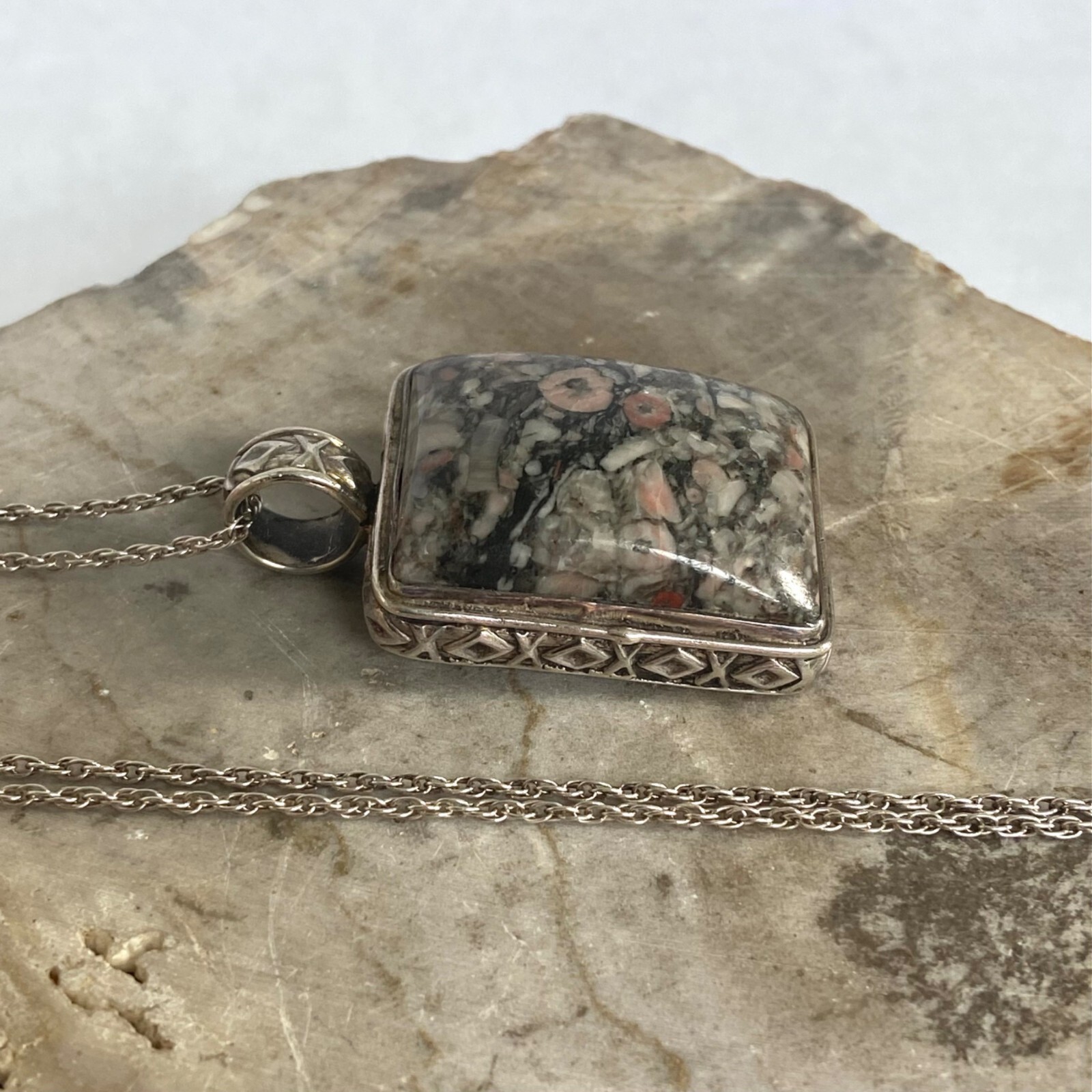 Sterling Silver 925 Rectangular Crinoid Fossil Ca… - image 7