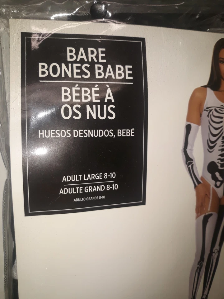 Sexy Body Esqueleto Disfraz Bare Bones Babe Para Mujer Talla GRANDE 8/10 NUEVO Foto 2 de 4