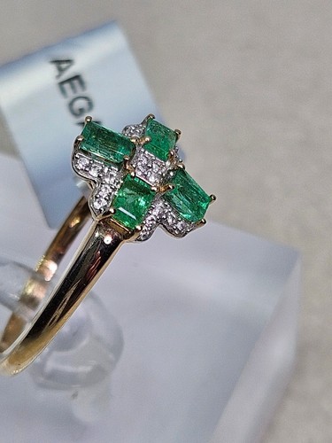 10kt Gold Emerald & White Zircon Ring Size O (2.16g) Gemporia - Picture 6 of 9