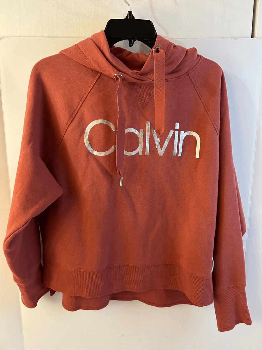 Calvin Klein performance cropped hoodie sweatshirt medium rust color  rn#54163