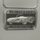 1961 Corvette Convertible Rare Collectors Ingot Bar 1 Troy Oz .999 Fine Silver