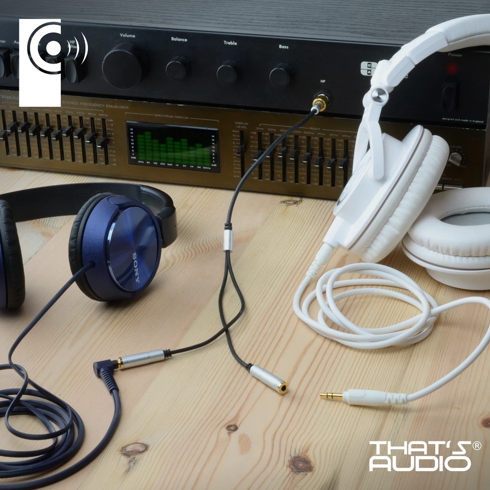 Headphone /Earphone Y Splitter cable SILVER 3.5mm Stereo 1 male : 2 female Jacks - Image 3 of 4