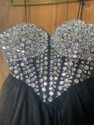 Narianna black bling homecoming prom wedding dress sz M | eBay