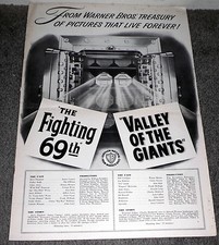 THE FIGHTING 69TH/VALLEY OF THE GIANTS original WB combo pressbook JAMES CAGNEY