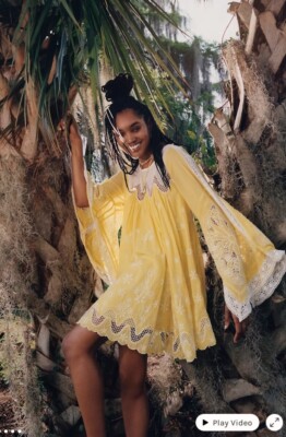 Free People FP x House of Aama Marimba Embroidered Cutwork Mini Dress XL