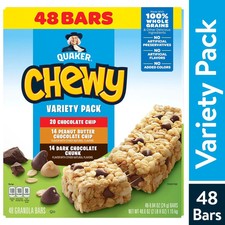 Quaker Chewy Granola Bars Variety Pack, 0.84 oz 48 Count
