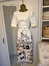 Ted Baker Layli Gems Garden Ivory Floral Midi Dress Size 3 UK 12 Races Wedding