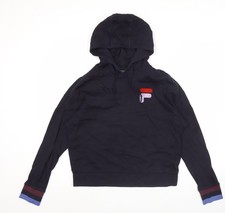 Womens UK 12 Regular FILA Black Pullover Hoodie