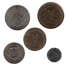 West African States Coins – Small Collection x5 – Mixed Bulk Lot