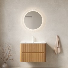 NOOR 30" Bathroom Vanity with Sink, Wall-Mounted Floating Plywood Striped Bath