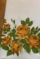 Remnant - White Cotton Pique Fabric With Watercolor Floral Edge Design Fabric -