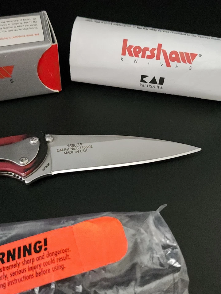 *RARO* Cuchillo asistido Kershaw Leek 2004 rojo y negro Ken Onion 1ª producción nuevo en stock Foto 2 de 4