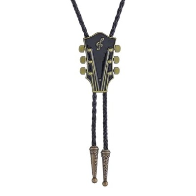  Guitar Bolo Tie Western Cowboy Rodeo Bolo Tie for Men Black Guitar Bolo Tie