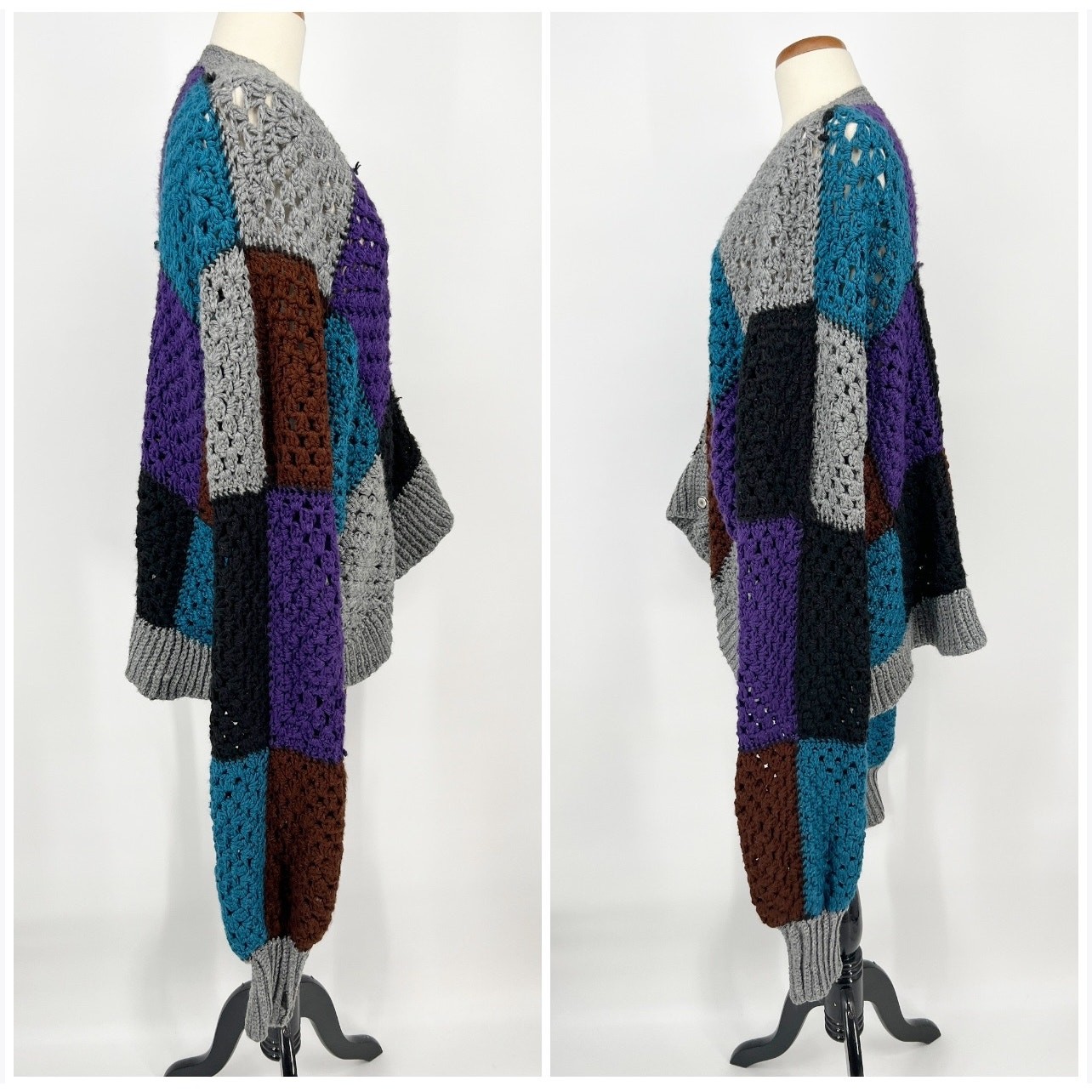 Handmade Patchwork Open Crochet Cardigan Sweater … - image 2