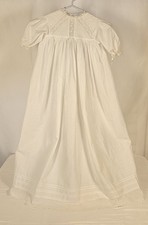 Antique Victorian Christening Gown Eyelet Lace Dress Heirloom Cotton 36" Long