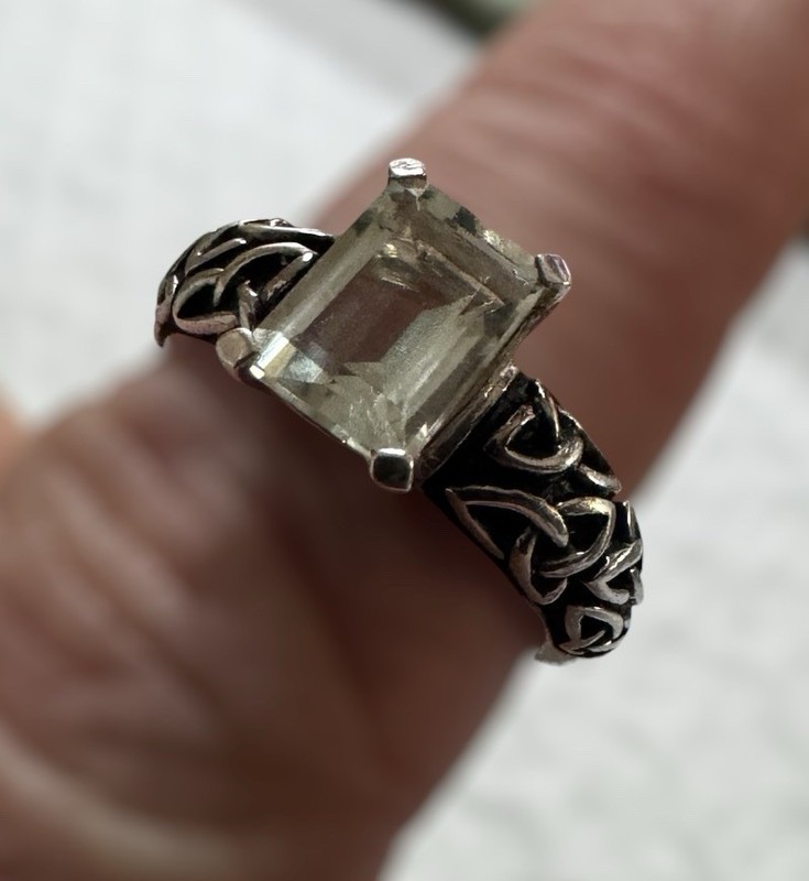 Solvar of Dublin 1 Carat Light Green Emerald Sterling Silver Ireland Ring Size 6