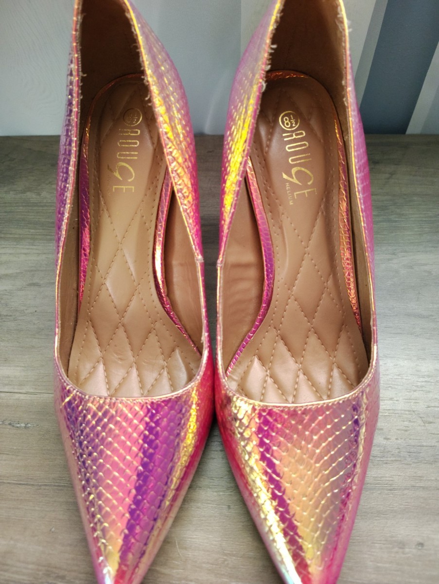 Gold Iridescent Snakeskin Heels NIB BRIAN ATWOOD BFFONTANNE Snake Platform  Pump Shoe Light