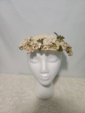Vintage 1950s/1960s Cream Floral Woven Net Hat.