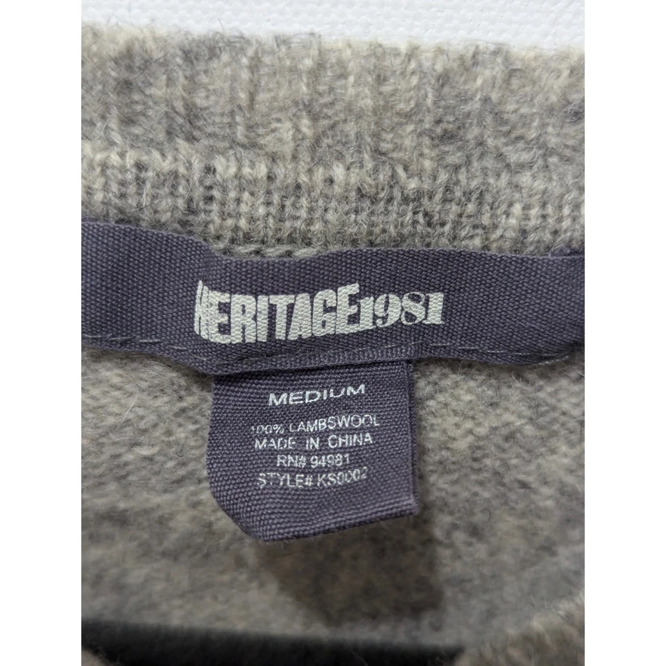 Suéter Pullover Heritage 1981 100% Lana de Cordero Cuello en V Para Hombre Talla M Foto 2 de 4