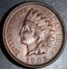 1905 INDIAN HEAD CENT - With LIBERTY & Near 4 DIAMONDS - AU UNC