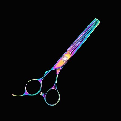 Kashi Left Hand CBL-520TR Cobalt Steel Hair Cutting 6'' Rainbow Thinning Shears