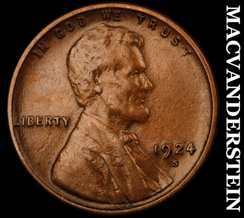 1924-S Lincoln Wheat Cent- Semi Key- Extra Fine Better Date No Reserve #J3189