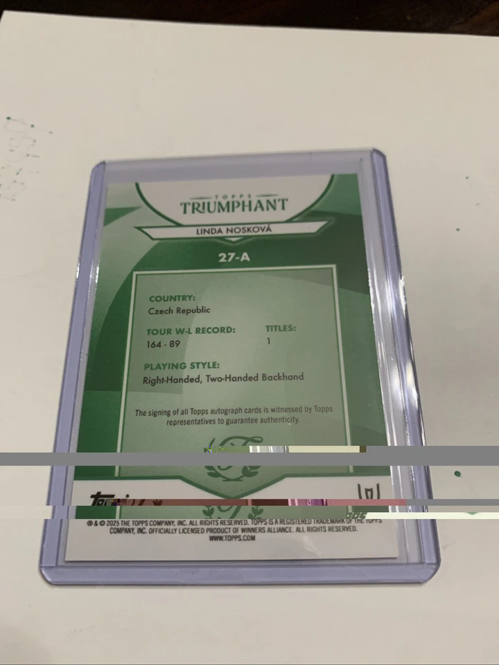 2025 Topps Triumphant Tennis LINDA NOSKOVA RC GOLD AUTO /50 - Image 2 of 2