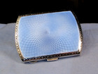 ANTIQUE ART DECO 1920s STERLING SILVER GUILLOCHE ENAMEL CIGARETTE CARD CASE BOX