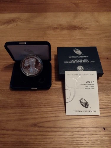 2017-W Proof American Silver Eagle Dollar $1 Box & COA US Mint Bullion OGP
