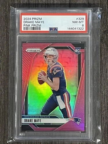 2024 Panini Prizm - Rookies Drake Maye #329 Pink Prizm (RC) PSA 8