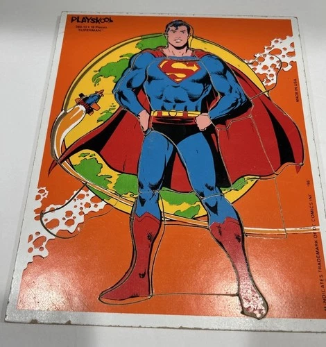 Vintage Superman 1981 Playskool Wooden Puzzle 18 Pc 380-13 DC Comic Book