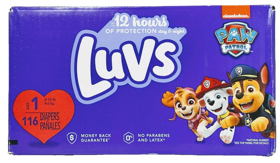Pañales Luvs Talla 1 116 Ct|Paw Patrol Edición Nickelodeon|12 horas de protección contra fugas Foto 3 de 4
