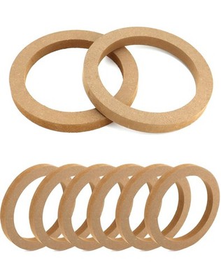 QWORK Wooden Speaker Spacer Rings, 8 Pcs 6.5'' Car MDF Ring, 8 Pack 