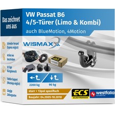 ANHÄNGERKUPPLUNG für VW Passat B6 05-10 starr WESTFALIA +13pol ESatz ECS